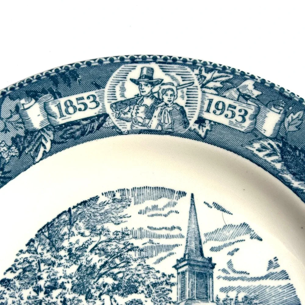 Strongsville OH Congregational Church‎ Vintage 1953 Plate Blue Transferware